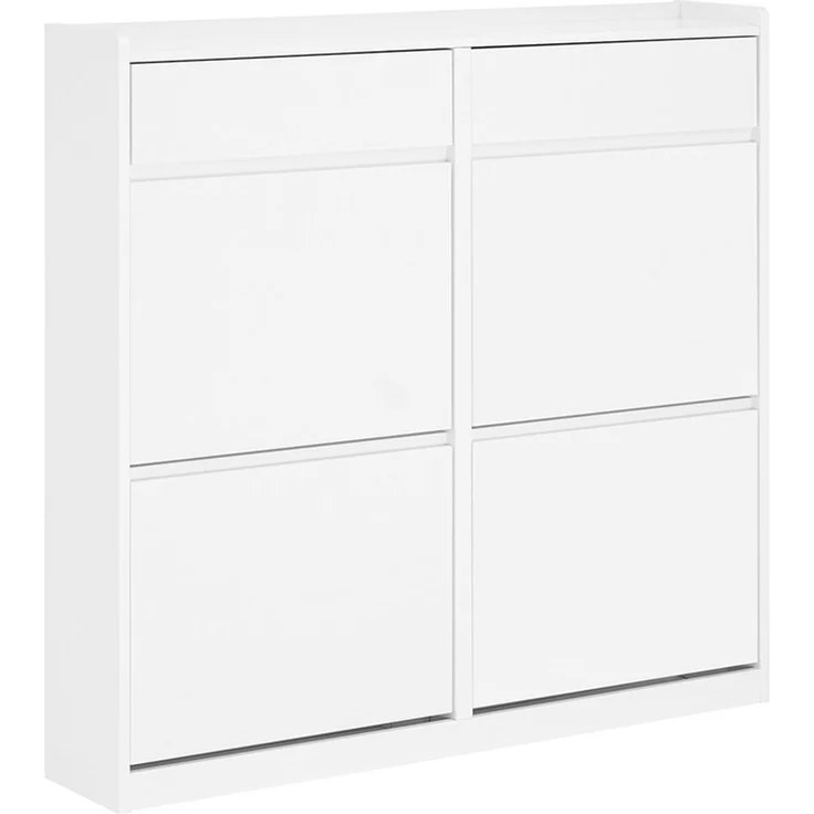 SoBuy FSR169-W Schuhschrank, MDF, Lackiert, Weiß, 98 x 95 x 19 cm – Bild 1