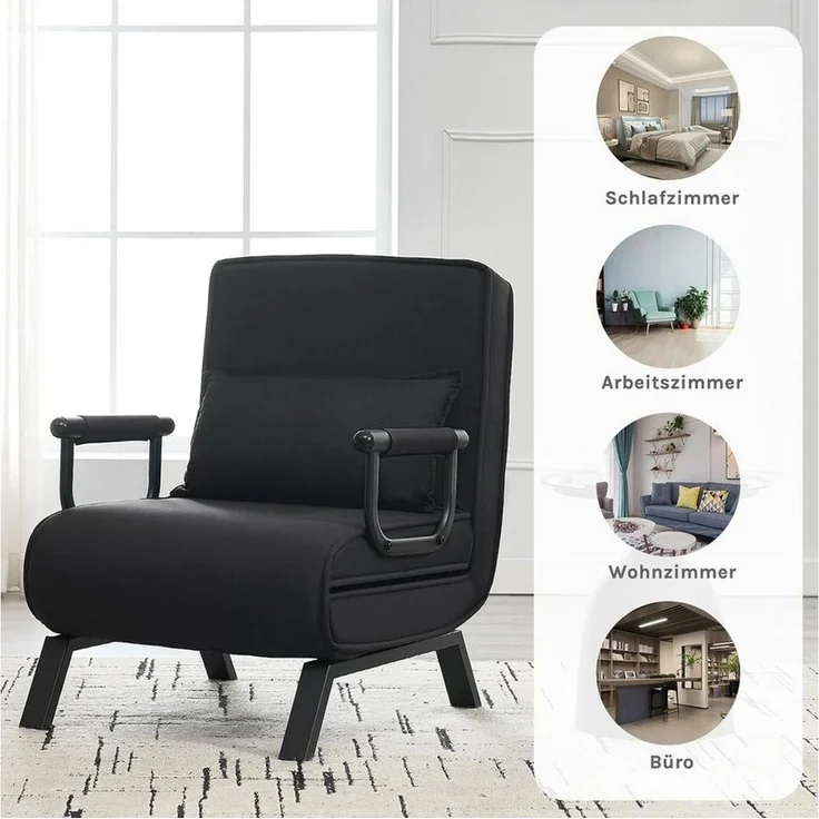 Woltu Schlafsofa, 1 Teile, Schlafsessel 3 in 1, mit Bettfunktion, Sofabett Gästebett – Bild 4