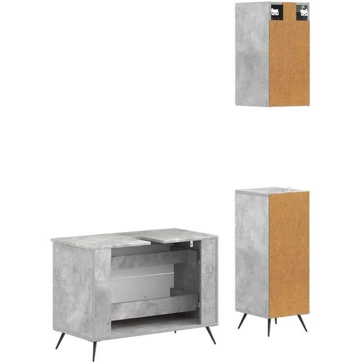 vidaXL 3-teiliges Badezimmer-Schranksystem BREDA Betongrau 3417804 – Bild 6