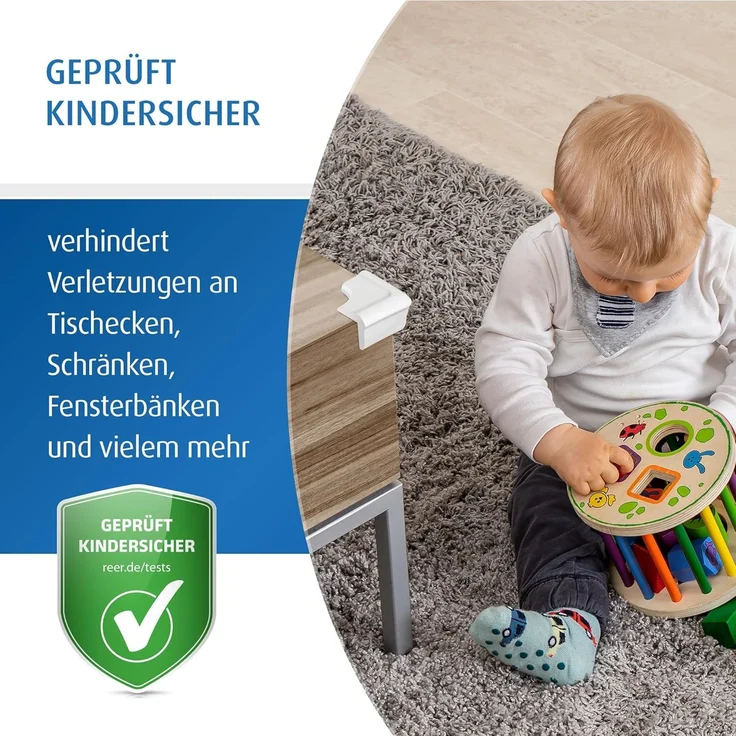 Reer Eckenschutz soft, 4 Stück, bissfest, schadstoffgeprüft, weiß – Bild 2