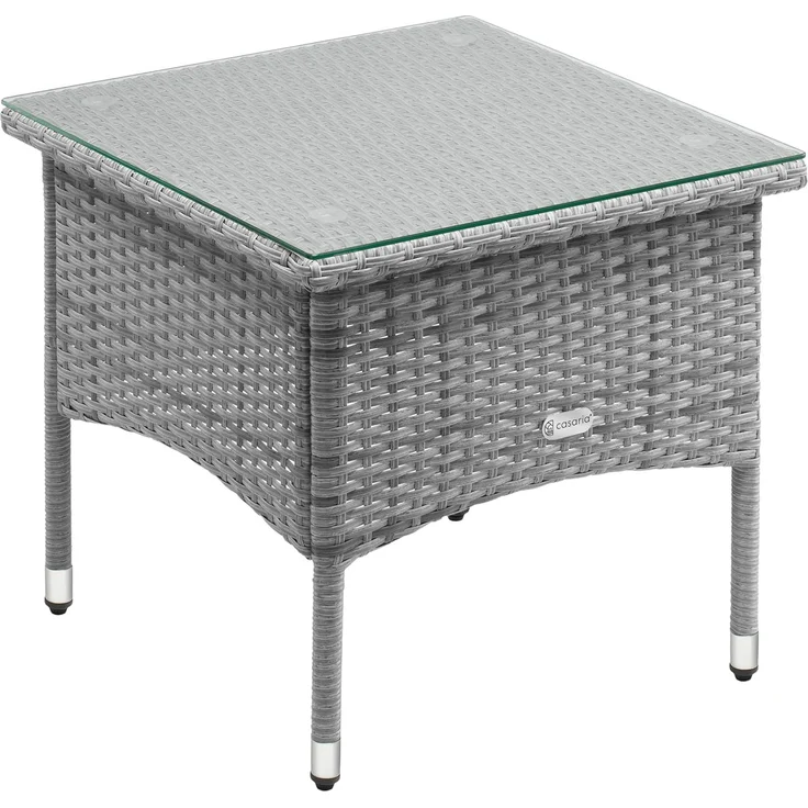 Casaria Beistelltisch, Polyrattan 50x50 cm Wetterfest Höhenverstellbar 80kg Belastbarkeit