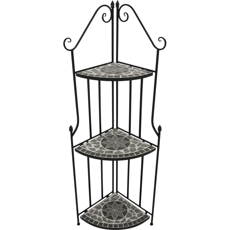 DEGAMO SIENA Eckregal, Metall + Mosaik, schwarz/grau, drei Ebenen 142cm – Bild 1