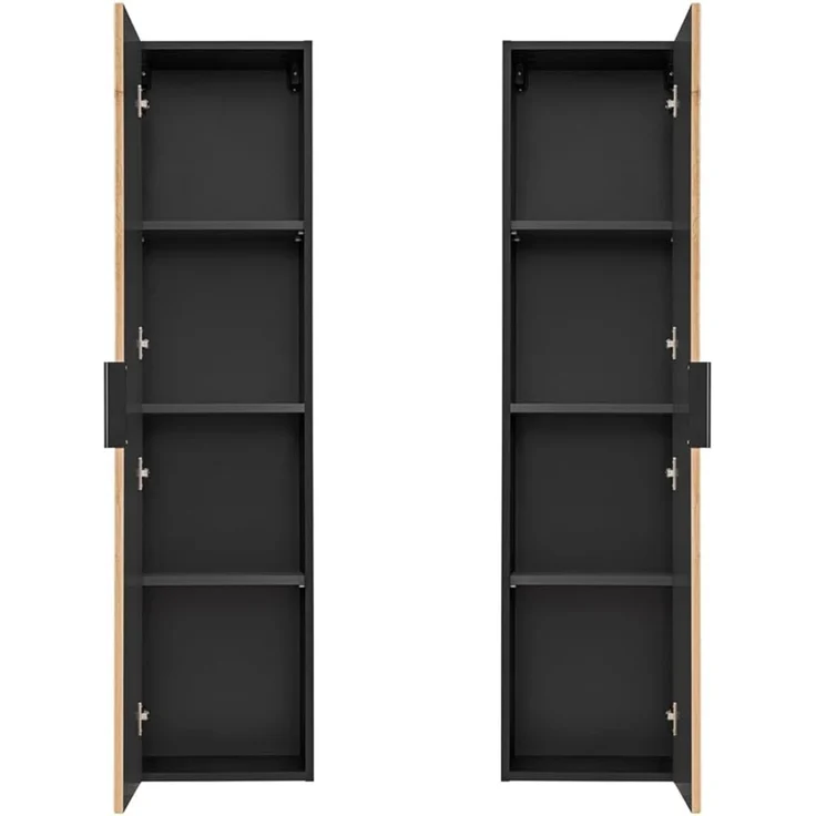 Badezimmer Hochschrank XANTEN-56 in anthrazit mit Eiche Nb. schwarz gerillt, B/H/T: ca. 35/140/25 cm – Bild 5