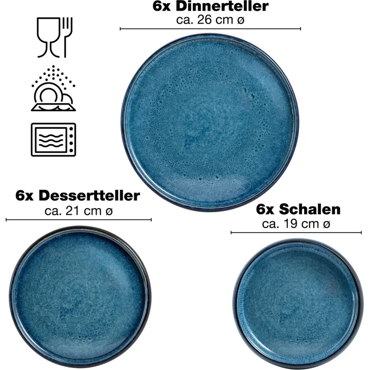 Moritz & Moritz SOLID 18tlg Geschirrset Blau – Bild 6