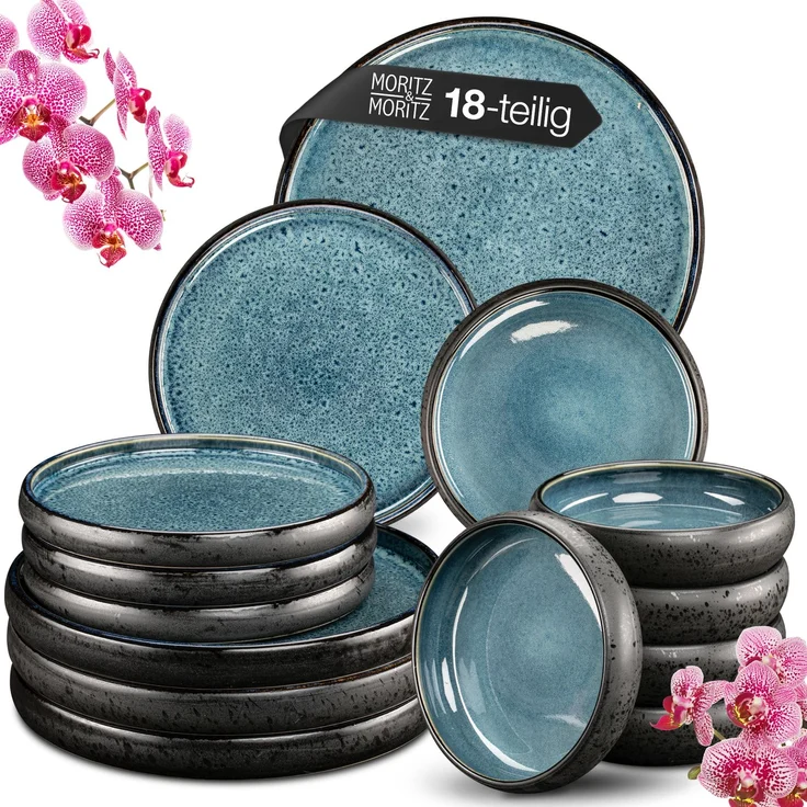 Moritz & Moritz SOLID 18tlg Geschirrset Blau – Bild 1