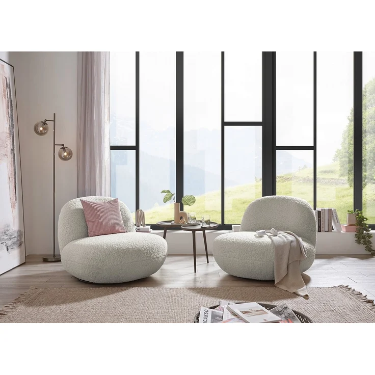 Drehsessel Chris ED Exciting Design Farbe Cream – Moderner Mikrofaser-Sessel mit Nosagfederung – Bild 1