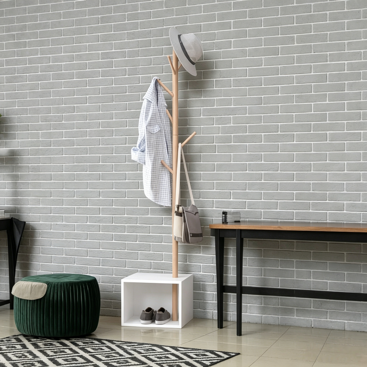 Lagereinheit für Coat Rack,Zeitgenössischer Stil Mantelhalter,Mantelhalter mit Rechteckiger Bank,Schlafzimmer Mantelhalter(nur mit Mantel Rack)--Weiß--40x30x180cm--YOUDENOVA – Bild 6