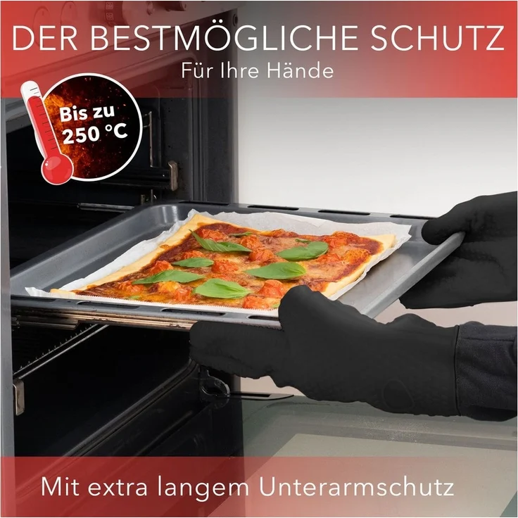 AVANA Topfhandschuhe Silikon Ofenhandschuhe Hitzebeständige Kochhandschuhe Handschuhe, Anti-Rutsch, weiches Baumwoll-Innenfutter, bis 250°C – Bild 2