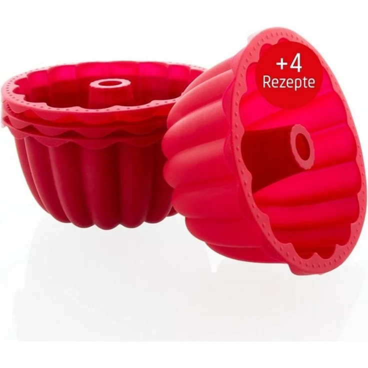 Coolinato Backform Coolinato Silikon Dessert Backformen Set 4tlg. ROT, inkl. Rezepte – Bild 4