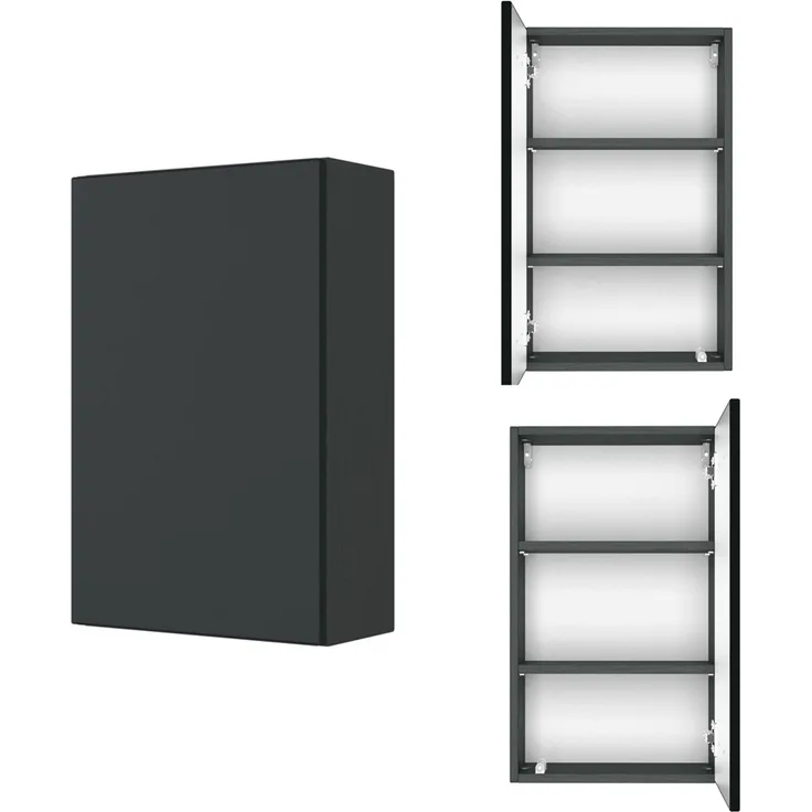 Badezimmer Hängeschrank 40 cm LAURIA-03 in Graphitgrau mit matt grau, BxHxT: ca. 40x64x20 cm