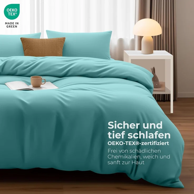 Utopia Bedding Bettwäsche 200x200 Set - Mikrofaser Bettbezug 200x200 cm + 2 Kissenbezüge 50x75 cm - Spa blau – Bild 2