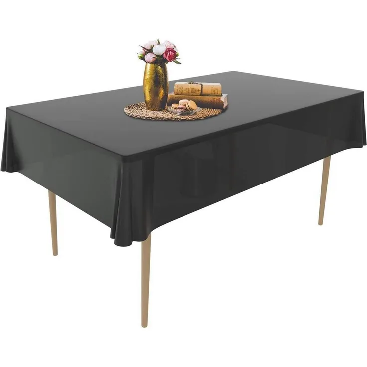 Puricon 6x Einweg Tischdecke Kunststoff 137x274cm Premium Schwarz