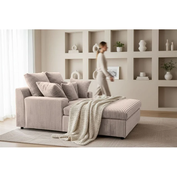 Lounge Chaiselongue AROSA Liege in Stoff Tilia Hellgrau – Bild 2