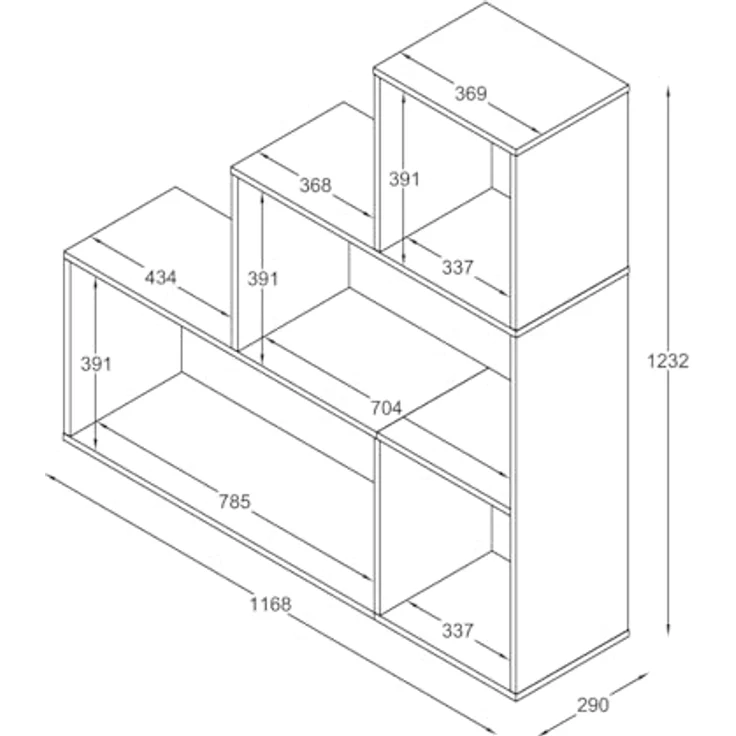MID.YOU Regal Dubila, Bücherregal aus Holzwerkstoff in Buche, 117x123x29 cm, stehend – Bild 3