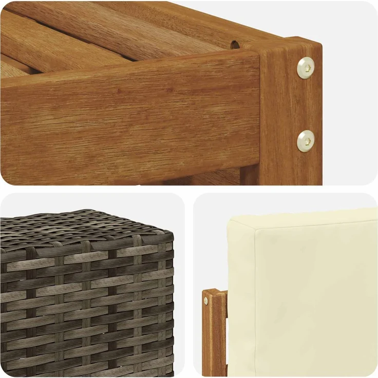 vidaXL Outdoor-Sofagarnitur 5 stk. 5-Sitzer Natur und Creme 3384246 – Bild 5