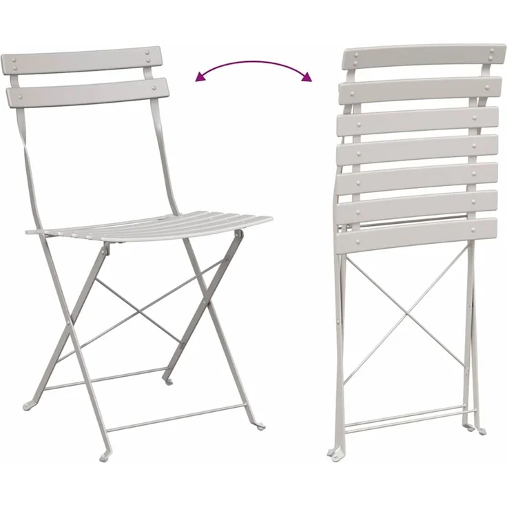 vidaXL Klapp Bistro Set 3 pcs Beige Stahl 42002971 – Bild 8