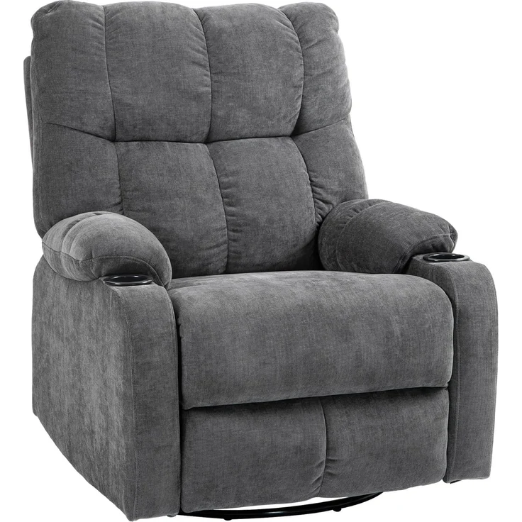 HOMCOM Relaxsessel Fernsehsessel mit Liegefunktion, Schaukelfunktion und Becherhalter (TV-Sessel, 1-St, Ruhesessel), für Wohnzimmer, Dunkelgrau – Bild 1