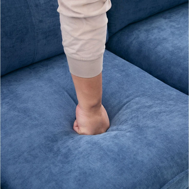 3-Sitzer Ecksofa 201x77x86 cm in Blau mit Stauraumhocker und Seitentaschen – Bild 10
