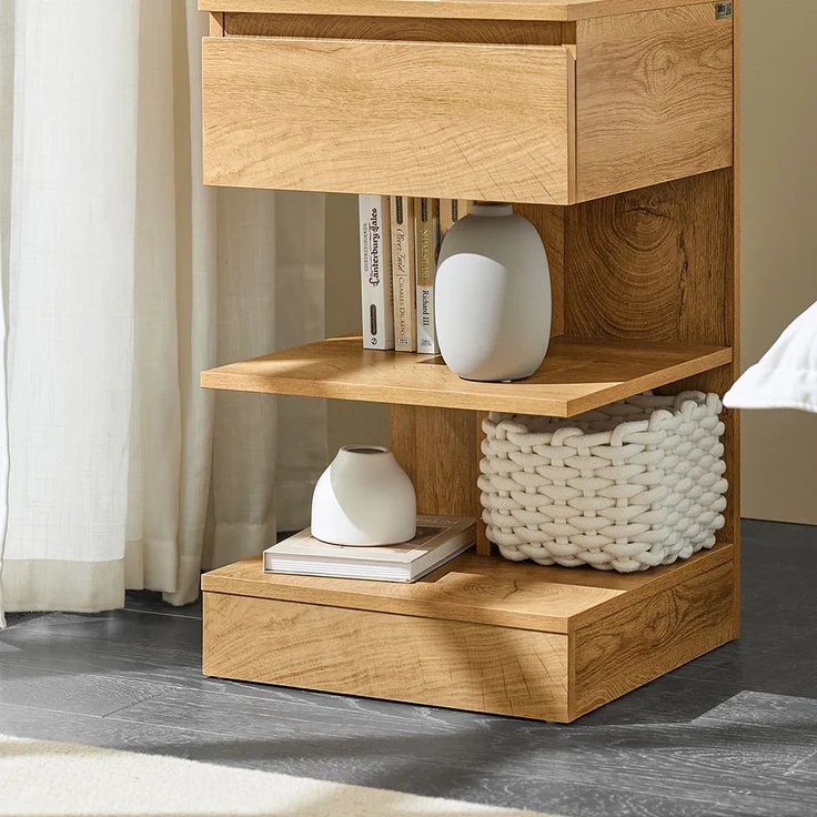 SoBuy FBT49-NX2 Nachttisch 2er Set, Spanplatte, Papierfurnier, Helle Eiche, 39 x 65 x 39 cm – Bild 10