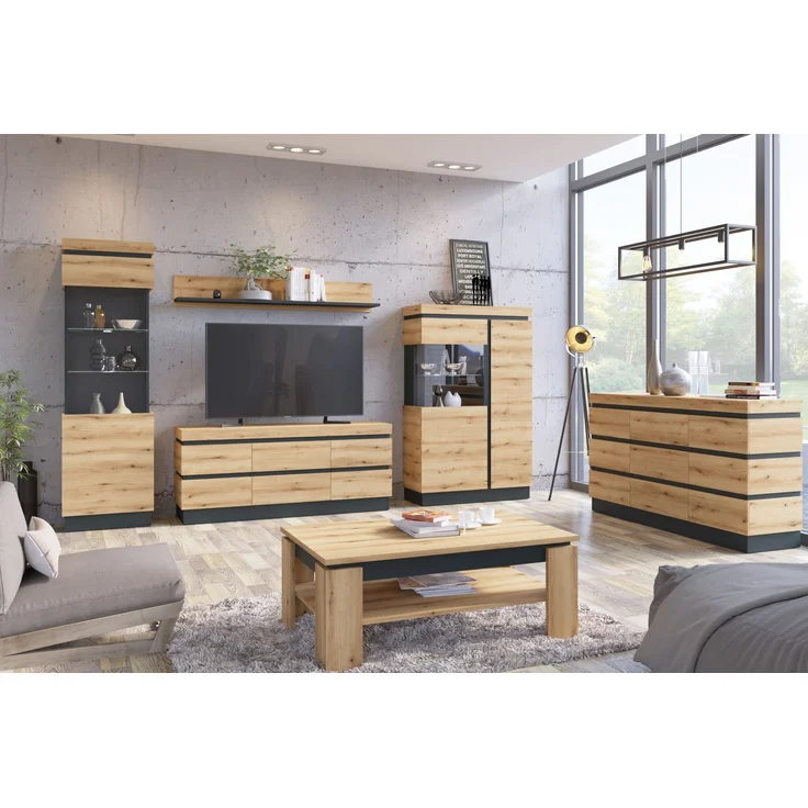 Wohnwand >Corte< (3-teilig) in Coast Evoke Eiche Dekor - 265x165x45 (BxHxT) – Bild 8