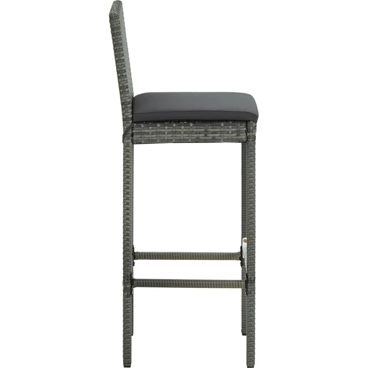 vidaXL Garten-Barhocker mit Kissen 2 Stk. Grau Poly Rattan 316669 – Bild 4