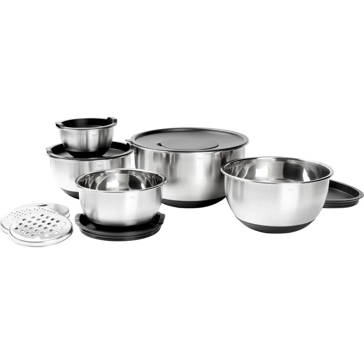 Homeware Vorratsdosen 8-teilig, Edelstahl silber, 50 x 20 x 50 cm, mit Deckel und Einsätzen