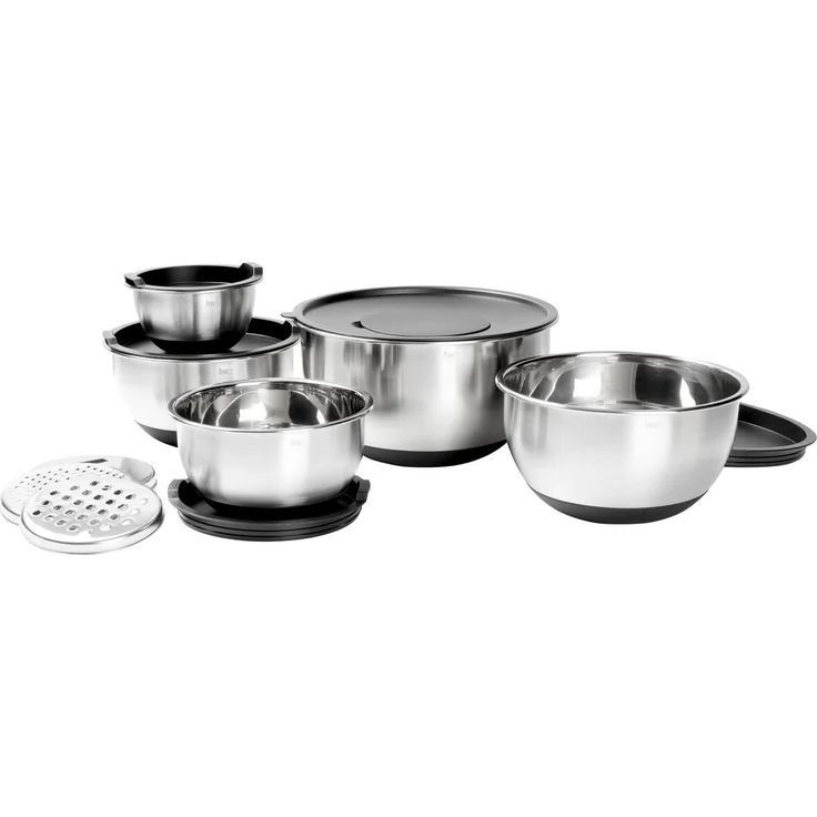 Homeware Vorratsdosen 8-teilig, Edelstahl silber, 50 x 20 x 50 cm, mit Deckel und Einsätzen – Bild 1