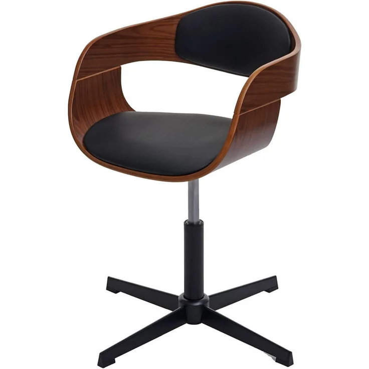MCW Bürostuhl, Drehstuhl aus Textil in Schwarz, 360° drehbar, Höhenverstellbar, stabile 4-Bein-Konstruktion, max. Belastbarkeit 120 kg, ergonomische Formgebung