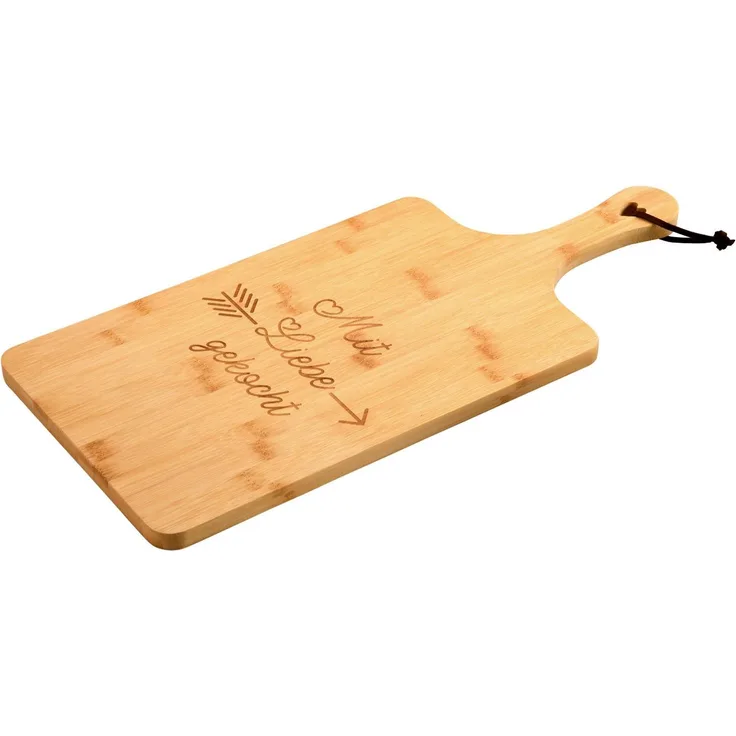 KESPER 58394 Schneidebrett mit Herz, Motiv Mit Liebe gekocht, 55 x 25 cm aus Bambus / Servierbrett