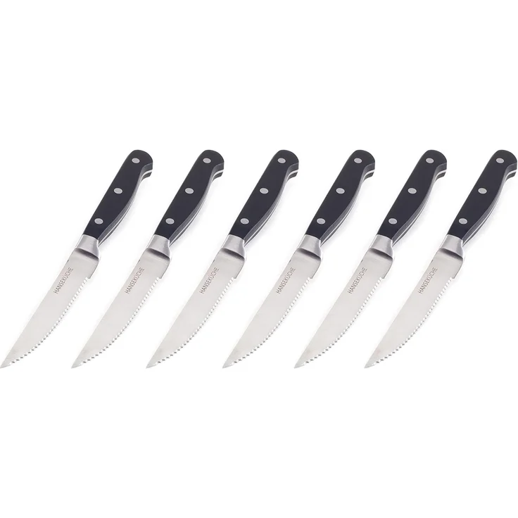 Hanseküche Steakmesser Steakmesser 6er Set – mit Holzgriff (Schwarz) (6 Stück), Modernes Design, Geschenkbox – Bild 2