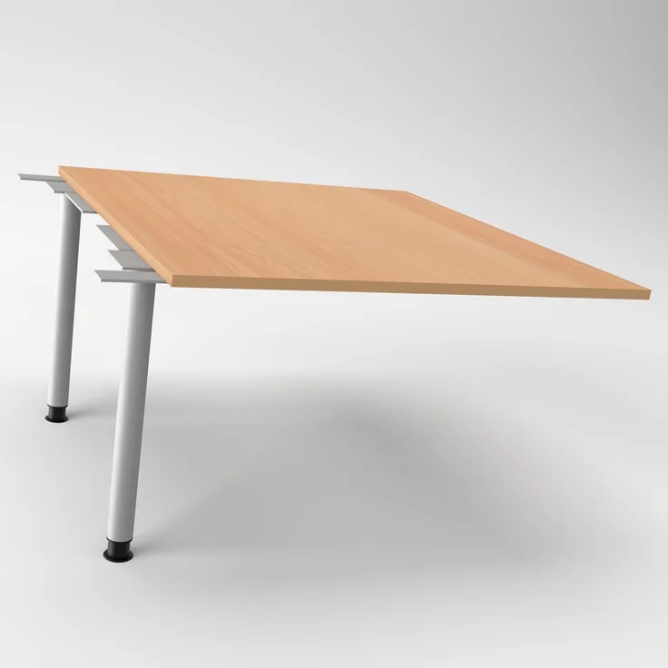 Rheinland Möbel Verkettungsplatte KONTI 120x130 cm – Erweiterungselement in Eiche mit silbernen Rundrohrfüßen, Anbautisch für KONTI Konferenztische 280/400/520 cm