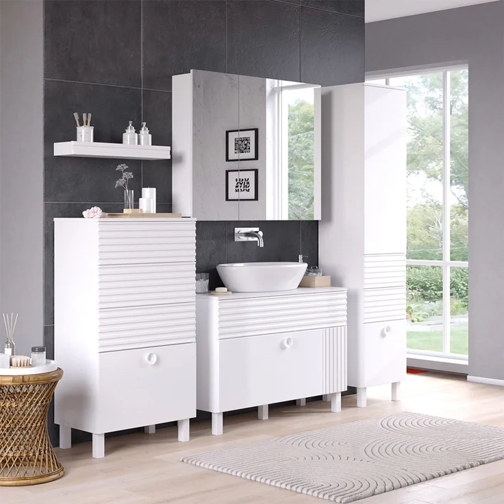 Badmöbel-Set Sola Weiß 5-teilig Vicco – Bild 4