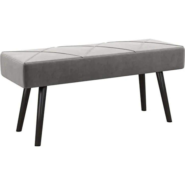 HOMCOM Polsterbank Sitzbank mit X-Muster, in Samtoptik, bis 120 kg Belastbar (Flurbank, 1-St, Bettbank), für Schlafzimmer, 100 x 36 x 45 cm, Grau – Bild 2
