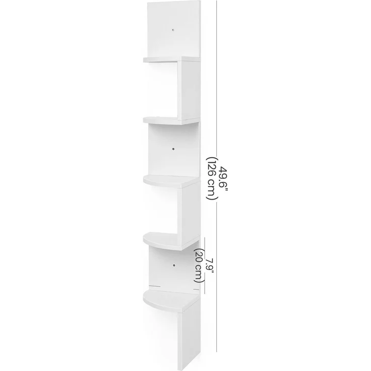 Vasagle Eckregal mit 5 Ebenen, Spanplatte weiß, 20 x 20 x 127,5 cm – Bild 5