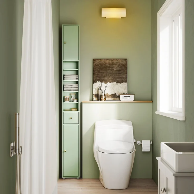 SoBuy BZR34-II-GR Badezimmer-Hochschrank, MDF, Lackiert, Grün, 20 x 180 x 20 cm – Bild 2