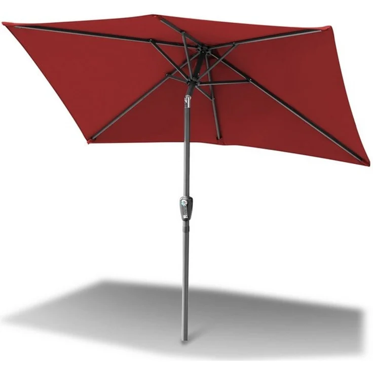 Clanmacy Sonnenschirm Rechteckig Balkonschirm 210x140 cm Sonnenschutz mit kurbel Rot, LxB: 210x140 cm, Stabiler knickbar/für Garten, Balkon, Terasse/Sonnenschutz – Bild 4