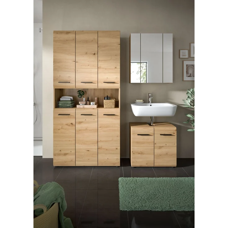 Badkombination (B/H/T: 165x185x46 cm) in Artisan Oak Nachbildung und Artisan Oak Nachbildung – Bild 6