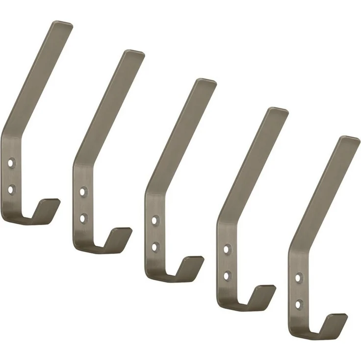 SO-TECH® Kleiderhaken doppelter Wandhaken, Edelstahl, 142 x 20 x 45 mm, (5-St), großer Jackenhaken mit abgerundeten Kanten echt Edelstahl – Bild 1