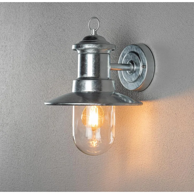 KONSTSMIDE No. 7346-320 Aussenwandleuchte Napoli E27 galvanisiert klares Glas