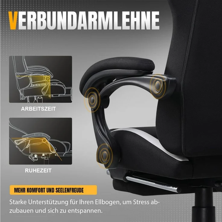 GTPLAYER Gaming-Stuhl Stoff, Racing Gamer Stuhl, Ergonomischer Gaming Sessel Gaming Chair, Schreibtischstuhl, Federsitzkissen mit Fußstütze – Bild 2