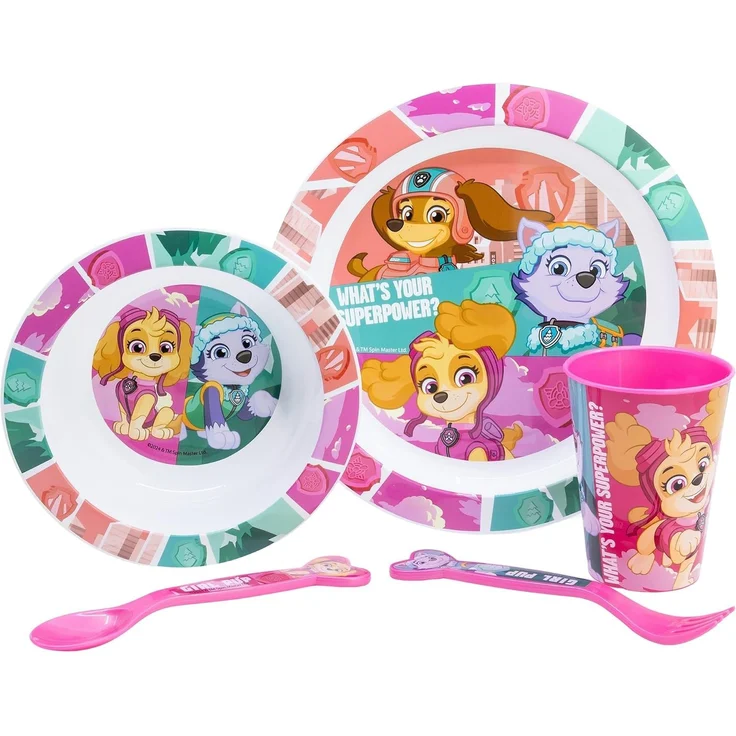 Paw Patrol Teller-Set Mikrowellengeeignet 5-teiliges Kindergeschirr mit rutschfestem Boden – Bild 1