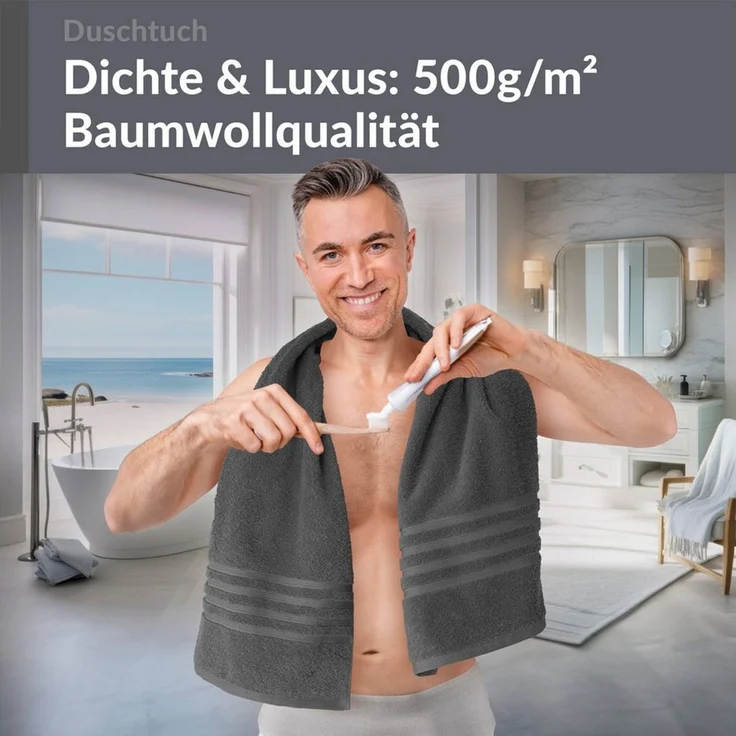 Lashuma Duschtuch - London Premium, Frottee (1-St), Badetuch 70x140 cm, 100% Baumwolle Made in Portugal – Bild 2