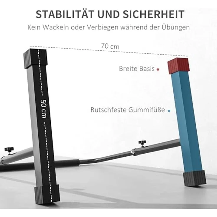 SPORTNOW Liegestützgriffe 2er Set 80-100 cm Höhenverstellbar Push up Bars (Parallettes, 2-St, Push Up Griffe), für Muskeltraining und Krafttraining Stahl Schwarz – Bild 4