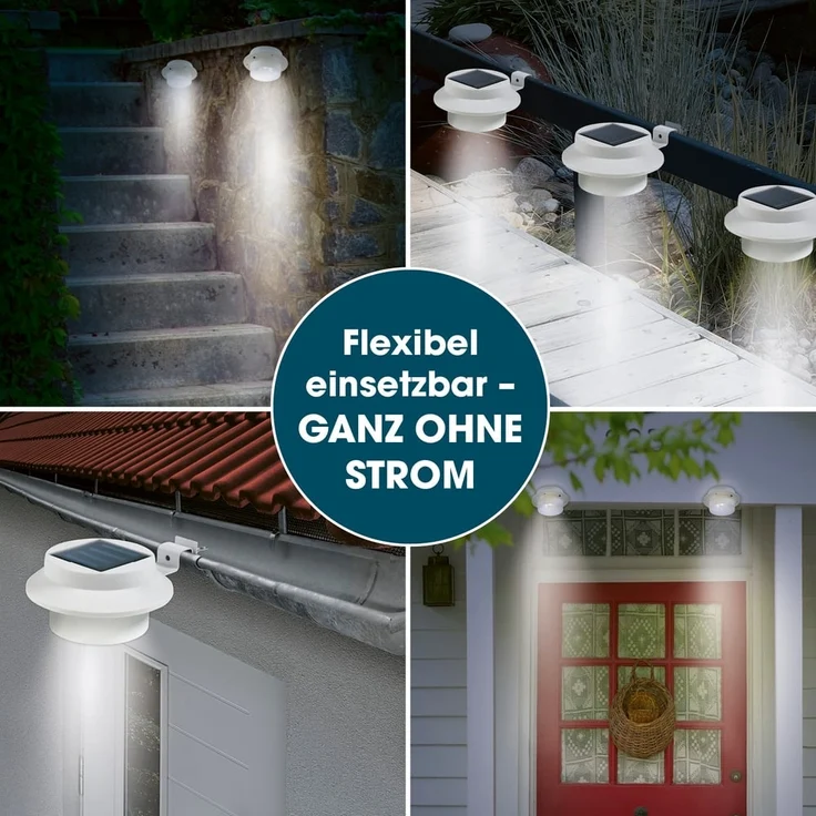 EASYmaxx Solar-Leuchte für Dachrinne 3er-Set | mit Tageslichtsensor, kabellos [weiß] – Bild 5