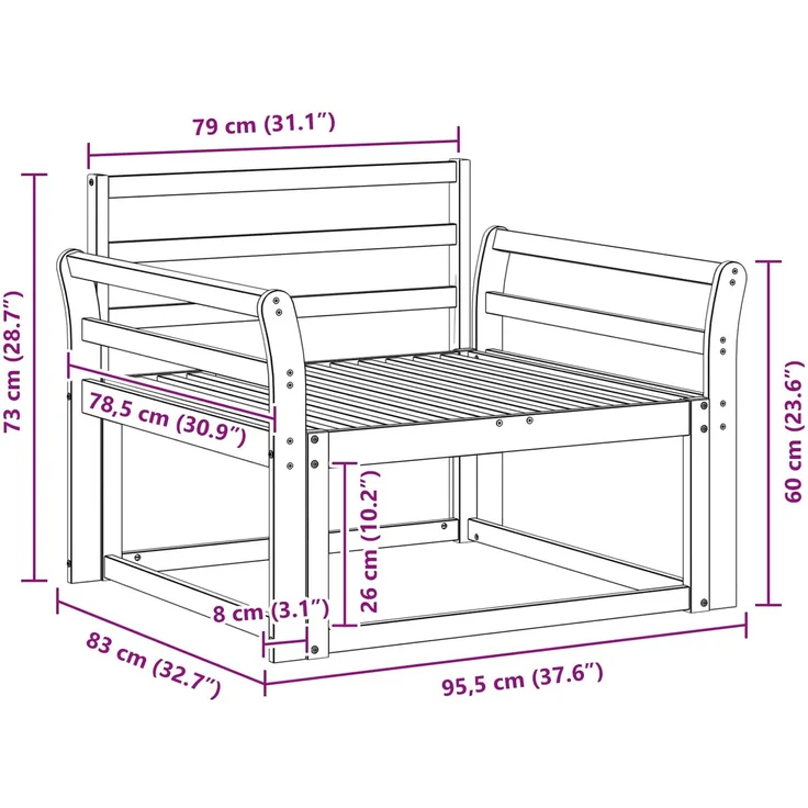 vidaXL Outdoor Mittelsofa Massivholz Akazie Weiß 3439008 – Bild 8