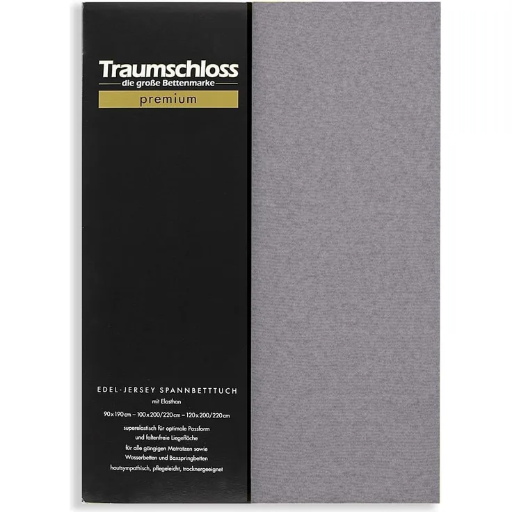 Traumschloss Premium Edel-Jersey Spannbettlaken grau 180-200x200-220