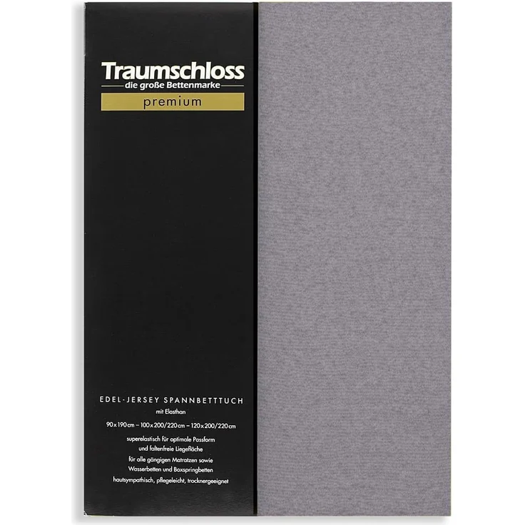 Traumschloss Premium Edel-Jersey Spannbettlaken grau 180-200x200-220