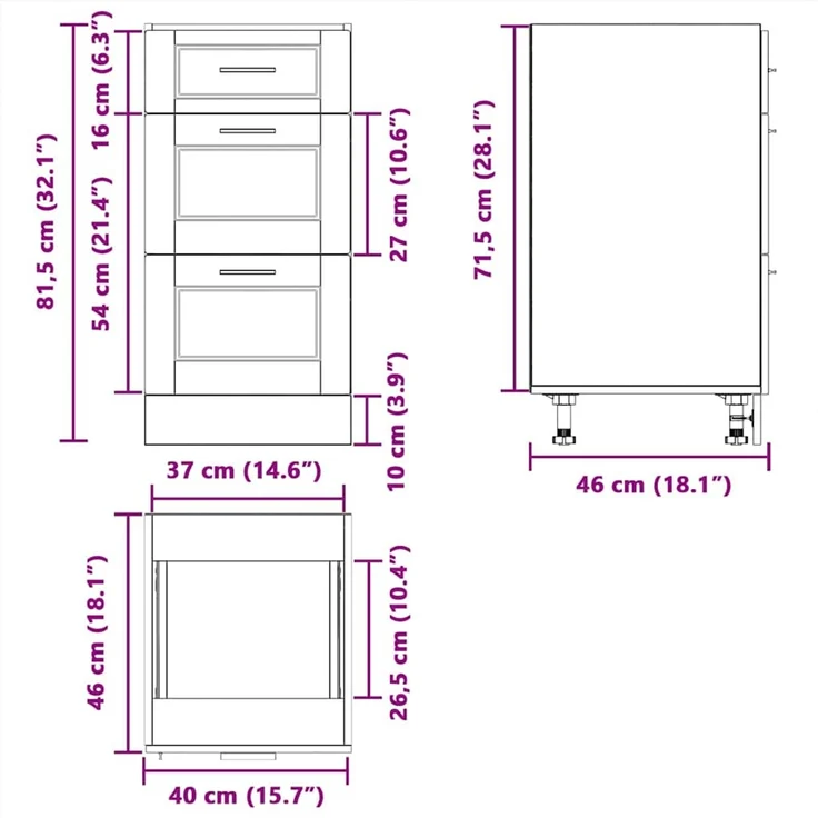 vidaXL Küchenunterschrank Porto Grau Sonoma Holzwerkstoff 854226 – Bild 12