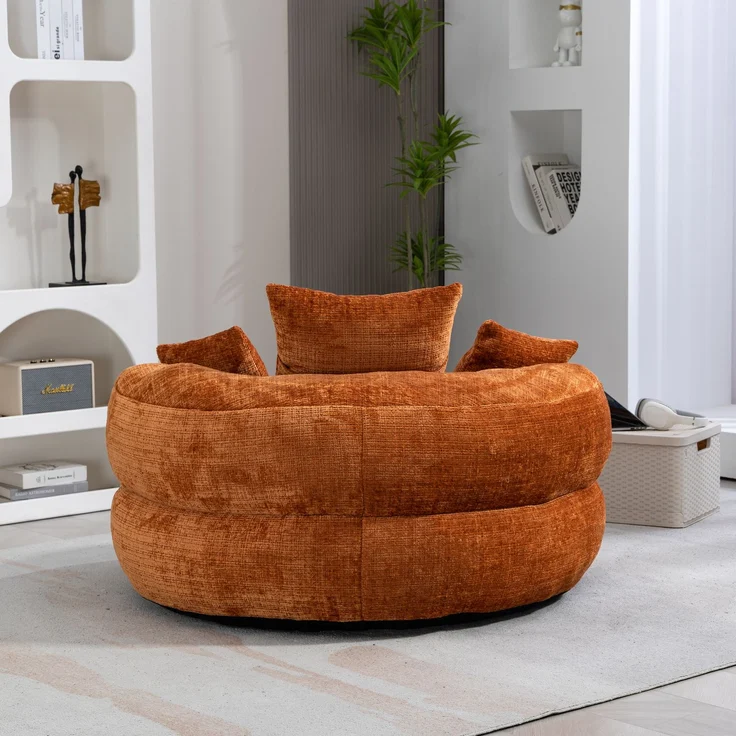 LVHOM XXL Sitzsack Chenille mit 3 Kissen, Lazy Sofa Kuschelig & Atmungsaktiv, Memory Foam Split, 108x108x52cm – Bild 10