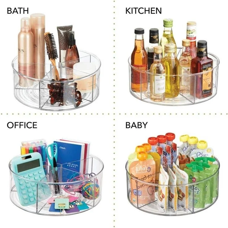 Drehteller Schreibtisch Organizer mit Trennwänden von mDesign Transparent – Bild 3